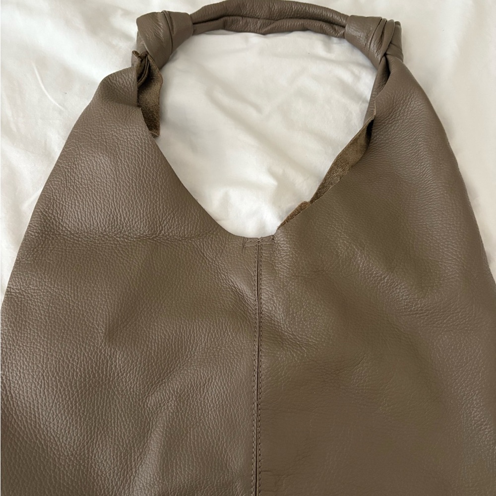 Anthropologie Brown Leather Shoulder Bag. 17 inches wide and 17 inches tall!